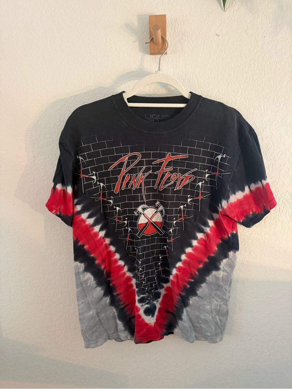 Vintage Tie-Dye Graphic Crewneck T-Shirt - Black/Red/Gray - Picture 1 of 3
